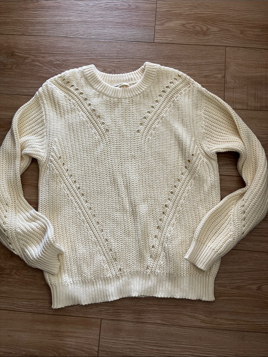 Marine Layer Sweaters - Marine Layer cream cotton ribbed crewneck sweater
